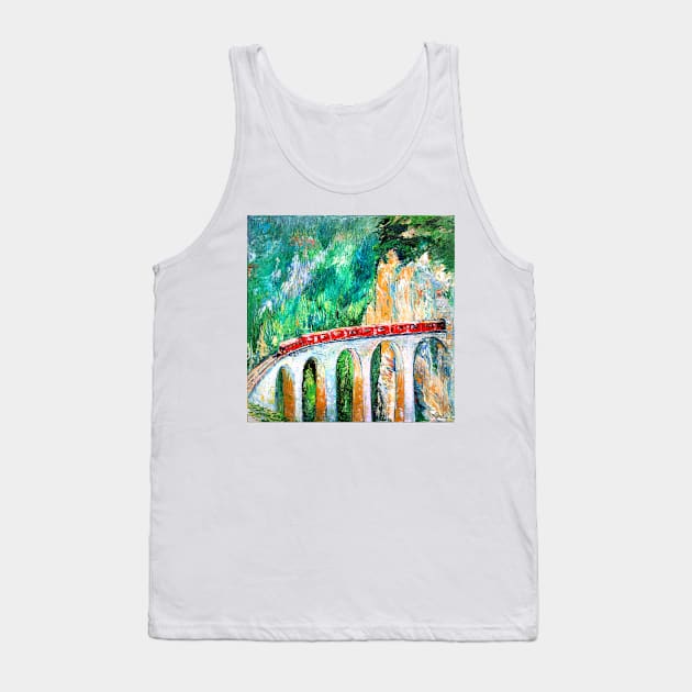 Travel on the Red Train in Switzerland Tank Top by NataliaShchip